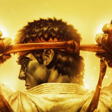 Ryu, Street Fighter, 5K, Yellow background