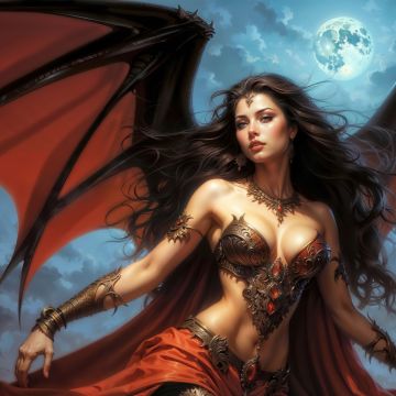 Vampire, Queen, 5K, AI art, Full moon