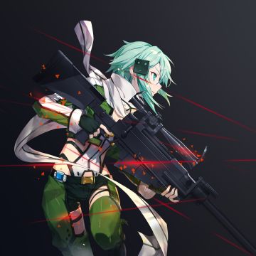 Sinon (Shino Asada), Sniper, Dark background, Sword Art Online