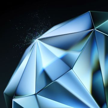 Blue abstract, Diamond, Tecno Phantom V Fold 2 Stock, Dark background