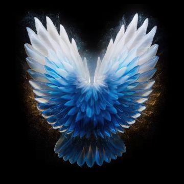 Angel wings, AMOLED, Blue aesthetic, Tecno Phantom V Fold 2 Stock, Black background