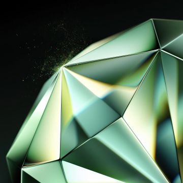 Green abstract, Diamond, Tecno Phantom V Fold 2 Stock, Dark background