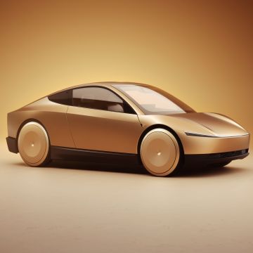 Tesla Robotaxi, Prototype car, 5K, 8K, 2024, Golden background