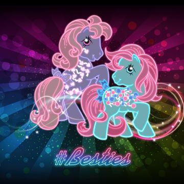 Love Melody, Sweet Tooth, My Little Pony, Best friends, Neon art, Glitter background, Rainbow colors, Colorful background