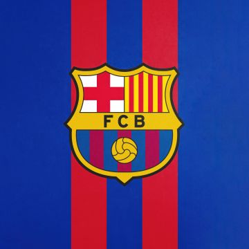 FCB Logo, Blue background, 5K, Crest, FC Barcelona