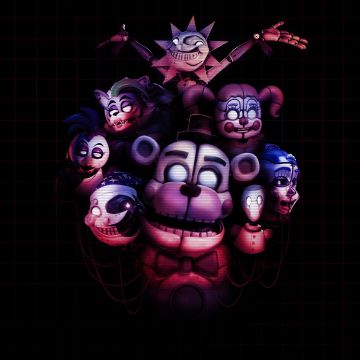 Five Nights at Freddy's, Dark aesthetic, Dark background, FNAF, Chica (FNAF), Bonnie (FNAF), Freddy (FANF), Animatronics