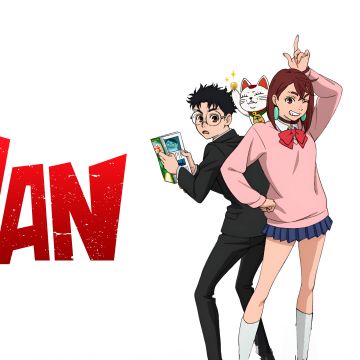 Dandadan, White background, Anime couple, Momo (Dandadan), Okarun (Dandadan), Netflix series