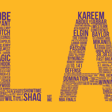 Los Angeles Lakers, Typography, Yellow background, Kobe Bryant, 5K