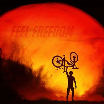 Freedom, Adventure, Cyclist, Sunset, Silhouette, Bicycle, Mountain bike