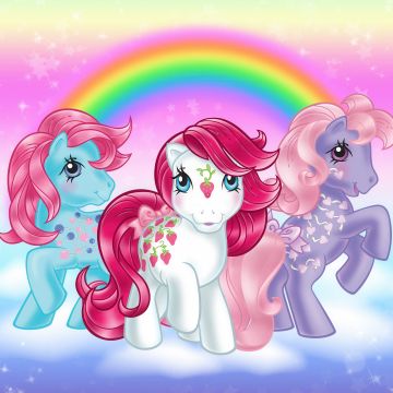 My Little Pony, Friends, Unicorn, Rainbow colors, Glitter background, 5K