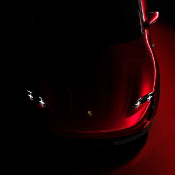 Porsche Taycan, Red aesthetic, Dark background, Dark red