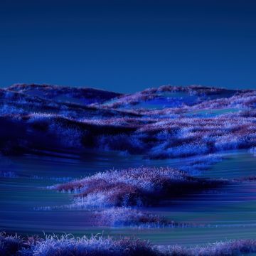 Landscape, Purple aesthetic, Night Mode, Dark Mode, Blue Sky, 5K, Field, Serene, Dreamlike