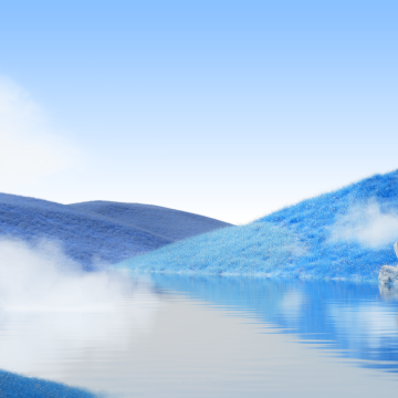 Landscape, Blue aesthetic, Daytime, Surrealism, Calm, Bright, Microsoft Design, Reflection