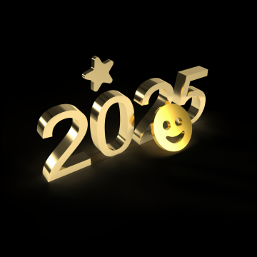 2025 New Year, Smiley, Dark aesthetic, Dark background