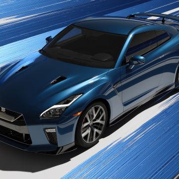 Nissan GT-R, Blue aesthetic, Sports car, 5K