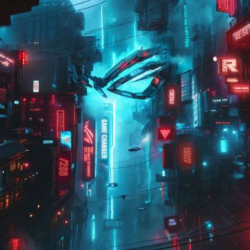 ASUS ROG, Metropolis, Futuristic city, Cyberpunk