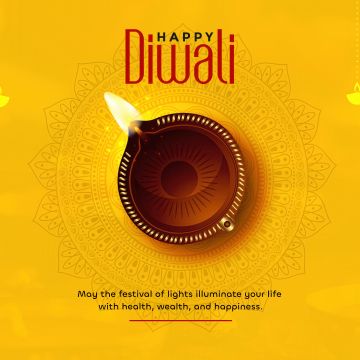 Happy Diwali, Hindu festival, Festival of lights, Yellow background, Indian festival, 5K