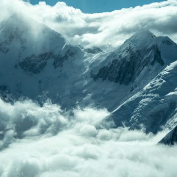 Cloudy, Mountains, Mountain Landscape, Mountain range, Snowcapped mountains, Cloudy Sky, 5K