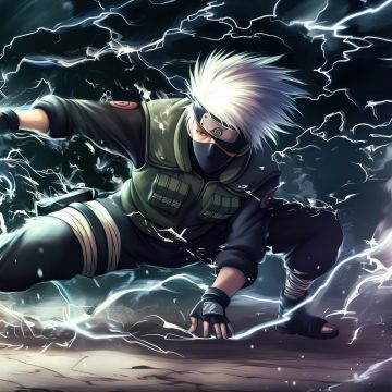 Kakashi Hatake, Artwork, AI art, Naruto, 5K