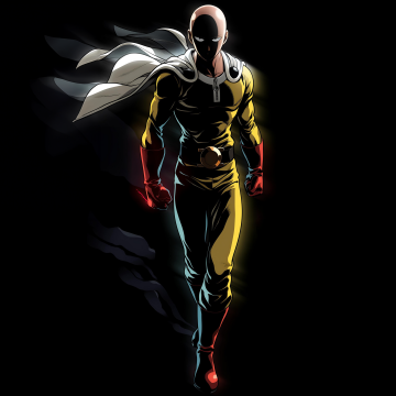 Saitama, Dark aesthetic, One Punch Man, 5K, AMOLED, Black background