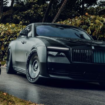 Rolls-Royce Spectre, Black cars, 5K, 8K