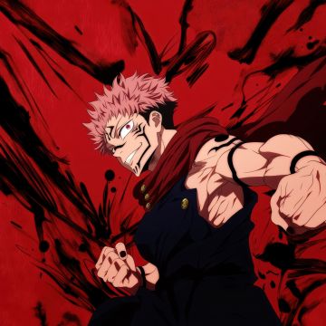 Sukuna, Red background, Jujutsu Kaisen, 5K