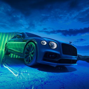 Bentley Flying Spur, CGI, Blue aesthetic