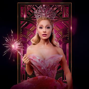 Glinda, Ariana Grande, Wicked, 2024 Movies, 5K, Black background