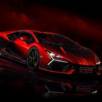 Lamborghini Revuelto Opera Unica, 10K, Red background, 8K, 5K