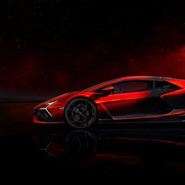 Lamborghini Revuelto Opera Unica, Red background, 8K, 5K