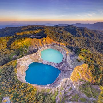 Kelimutu, Volcanic crater lake, Indonesia, Aerial view, Crater Lake