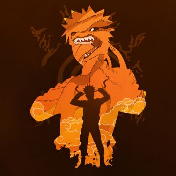 Naruto Uzumaki, Kuromi, Naruto Shippuden, Brown background, 5K