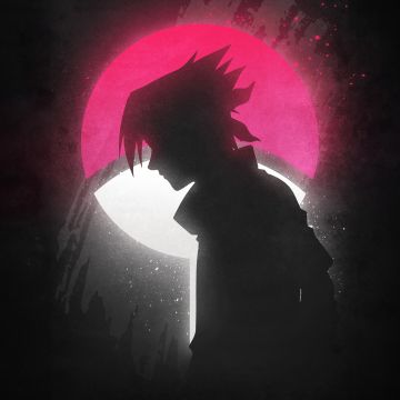 Sasuke Uchiha, Glow in dark, Dark aesthetic, Silhouette, Naruto, 5K, Dark background