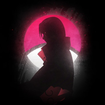 Itachi Uchiha, Glow in dark, Dark aesthetic, Silhouette, Naruto, 5K, Dark background