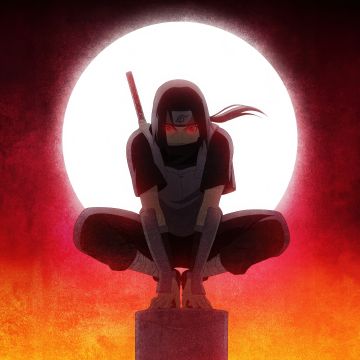 Itachi Uchiha, Iconic, Red aesthetic, 5K, Naruto, Red background