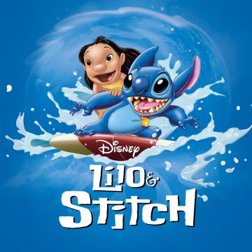 Lilo & Stitch, Movie poster, Blue background, 5K, Animation movies, Disney Animation