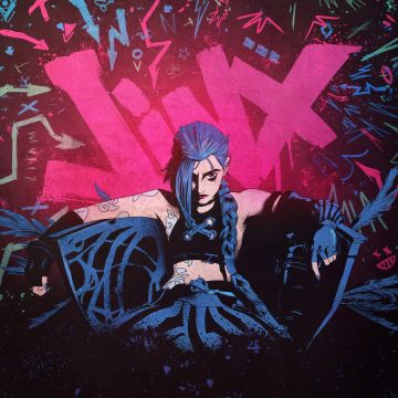 Jinx, Graffiti, Artwork, 5K, Neon, Arcane: League of Legends