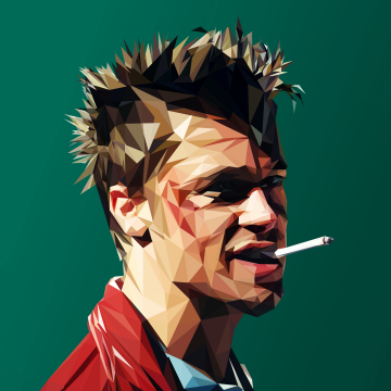 Brad Pitt, Tyler Durden, Fight Club, Low poly, Green background, Dope