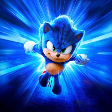 Sonic the Hedgehog 3, Blue aesthetic, 2024 Movies, 5K, 8K, Blue background