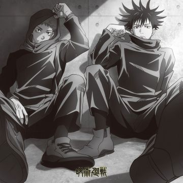 Yuji Itadori, Megumi Fushiguro, Jujutsu Kaisen, Monochrome, 5K