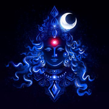 Durga Maa, Blue aesthetic, Digital Art, 5K, 8K, Dark blue, Hindu goddess