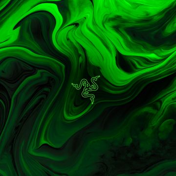 Razer, Green abstract, Green background, Abstract background