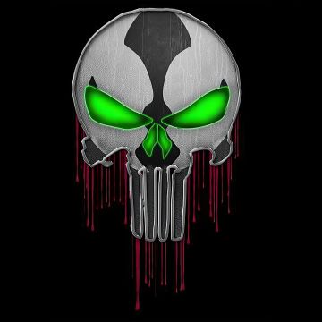 Spawn, Skull, Punisher, Black background, AMOLED