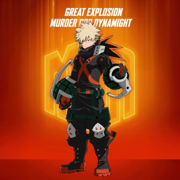 My Hero Academia, Katsuki Bakugo, Season 7, 5K, 8K, Orange background