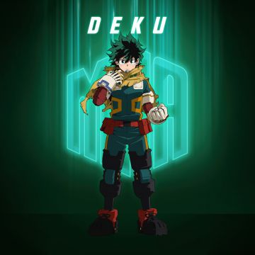 Izuku Midoriya (Deku), My Hero Academia, Season 7, 5K, Green background, 8K