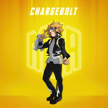 Denki Kaminari (Chargebolt), My Hero Academia, Season 7, 5K, Yellow background, Denki Kaminari, 8K