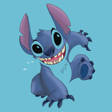 Stitch, 8K, Cyan background, Cartoon, 5K