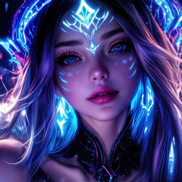 Dream girl, Neon art, Asian Girl, Anime girl, 5K, AI art