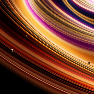 Celestial, Planetary rings, Saturn, Moon, Vibrant, Astronomy, Orbital ring, Cosmic, Space artwork, Planetary System