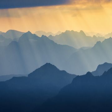 Lofoten, Wilderness, Norway, Sunbeam, Landscape, Misty mountains, Scenery, Layers